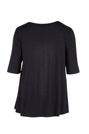 Product shot of The Luxe A Line Tee in colour Black (Black), from the back