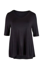 Product shot of The Luxe A Line Tee in colour Black (Black), from the front