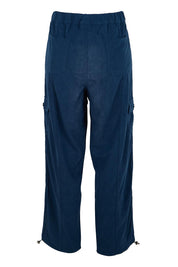 Product shot of the The Everyday Cord Cargo Pant – Navy in colour Navy, from the back