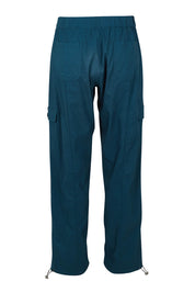 Product shot of The Everyday Full Length Cargo Pant in colour Petrol (Blue), from the back
