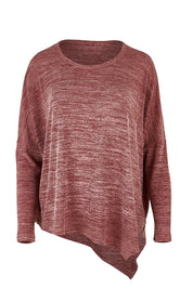 Product shot of The Asymmetric Soft Knit Tee in colour Terracotta, from the front