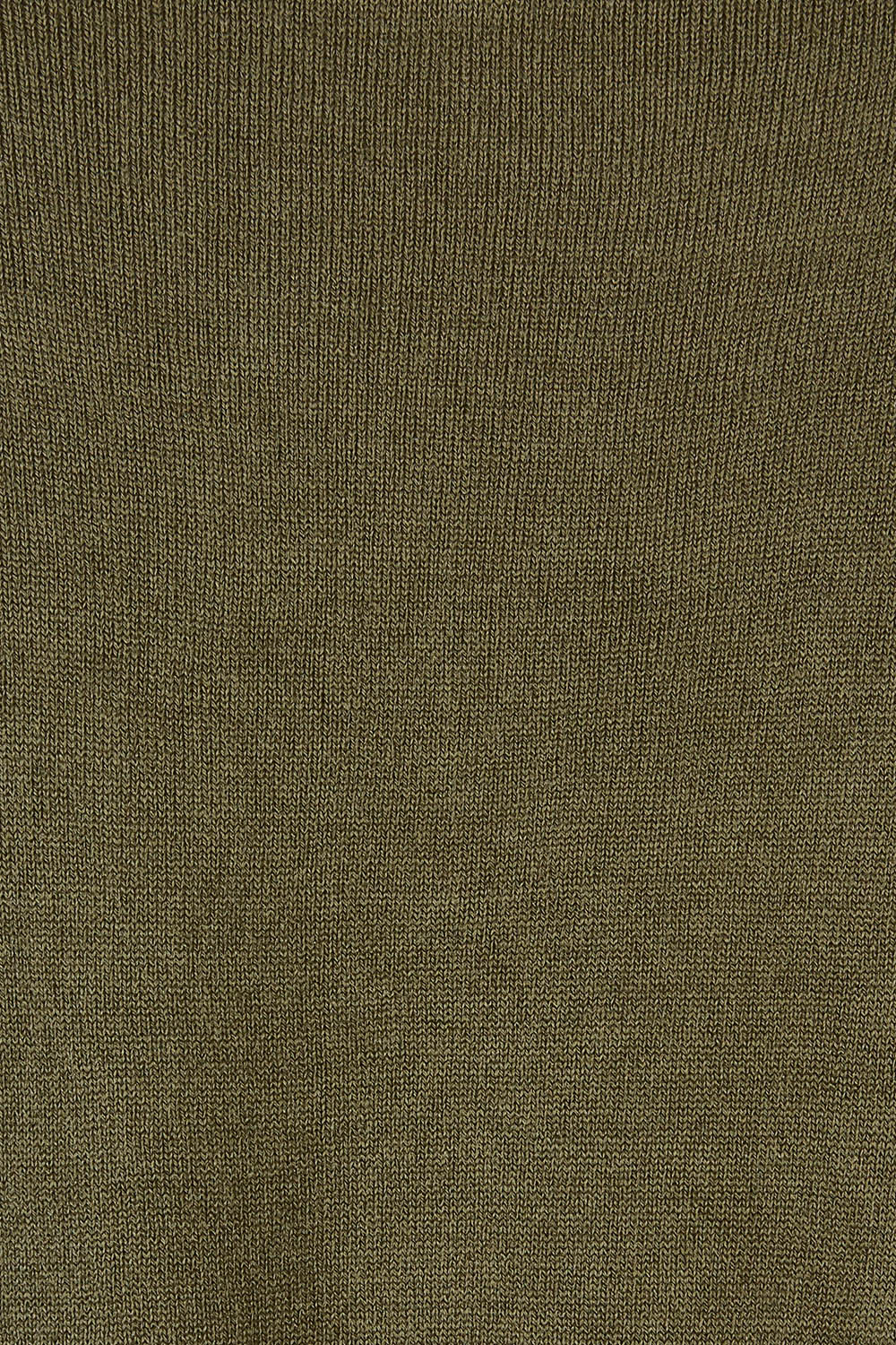 Product shot of The High Low V Neck Jumper in colour Khaki (Green), detail