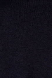 Product shot of The High Low V Neck Jumper in colour Navy (Blue), detail