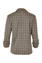 Product shot of The Keepers Houndstooth Blazer in colour Blackblue (Black), from the back