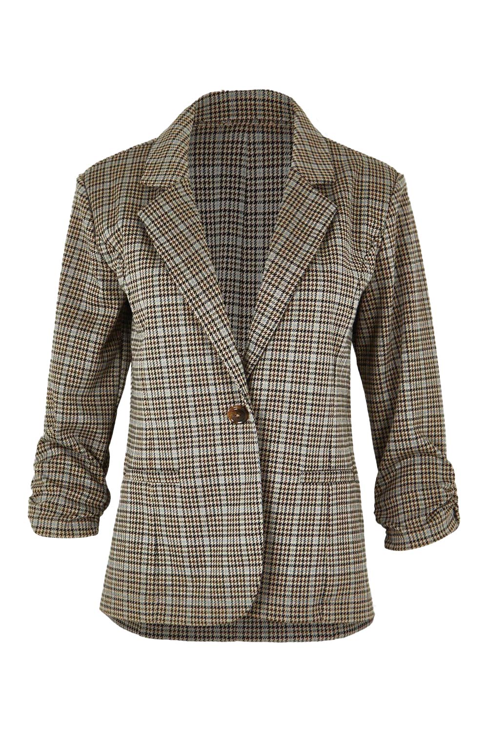 Product shot of The Keepers Houndstooth Blazer in colour Blackblue (Black), from the front