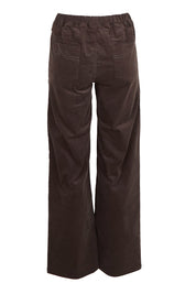 Product shot of the The Keepers Cord Pull On Wide Leg Pant – Darkcocoa in colour Darkcocoa, from the back