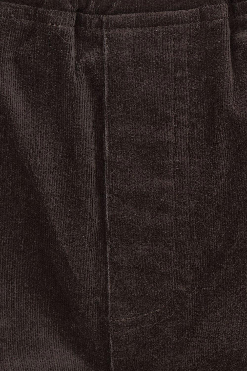 Product shot of the The Keepers Cord Pull On Wide Leg Pant – Darkcocoa in colour Darkcocoa, showing detail