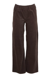 Product shot of the The Keepers Cord Pull On Wide Leg Pant – Darkcocoa in colour Darkcocoa, from the front