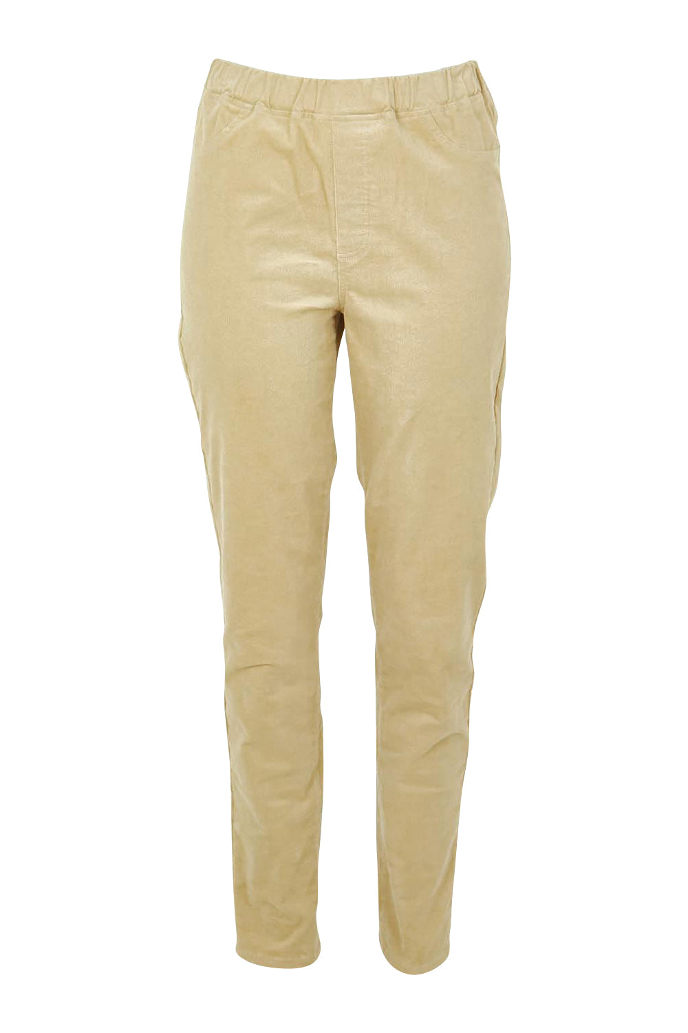 Product shot of The Keepers Cord Pull On Pant in colour Almond, from the front