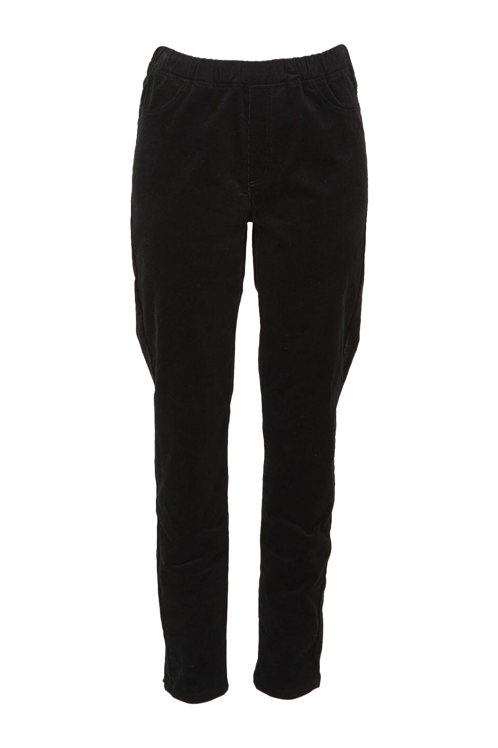 Product shot of The Keepers Cord Pull On Pant in colour Black (Black), from the front