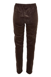 Product shot of The Keepers Cord Pull On Pant in colour Darkcocoa, from the back