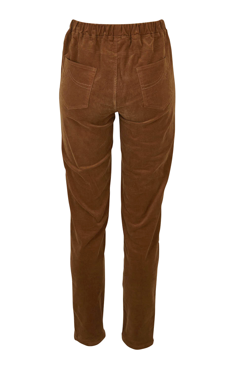 Product shot of The Keepers Cord Pull On Pant in colour Mushroom, from the back