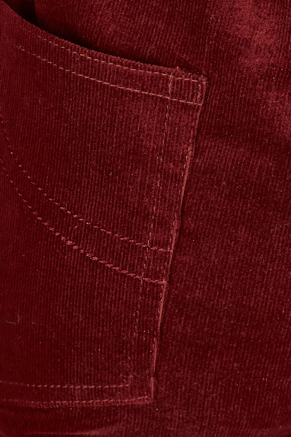 Product shot of The Keepers Cord Pull On Pant in colour Shiraz (Red), detail