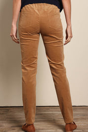 Model Amandam wearing size 10 of the The Keepers Cord Pull On Pant – Tan in colour Tan, from the back