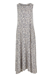 Product shot of The Easy Wear Print Maxi Dress in colour Ivorynavy (Blue), from the front