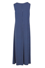 Product shot of The Easy Wear Print Maxi Dress in colour Navydot (Blue), from the back