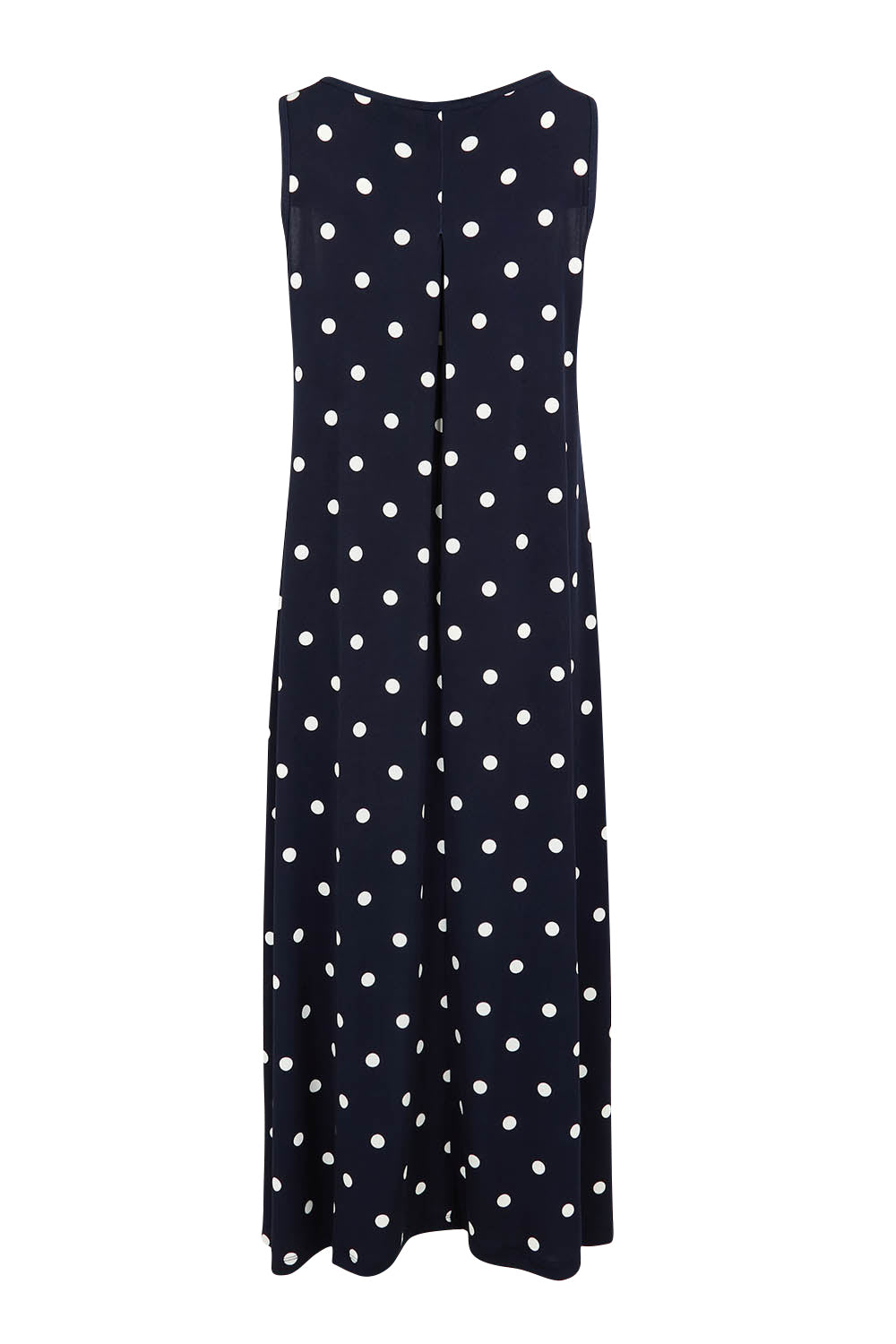 Product shot of The Easy Wear Print Maxi Dress in colour Navyspot (Blue), from the back