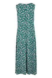 Product shot of The Easy Wear Print Maxi Dress in colour Sagefleur (Green), from the back