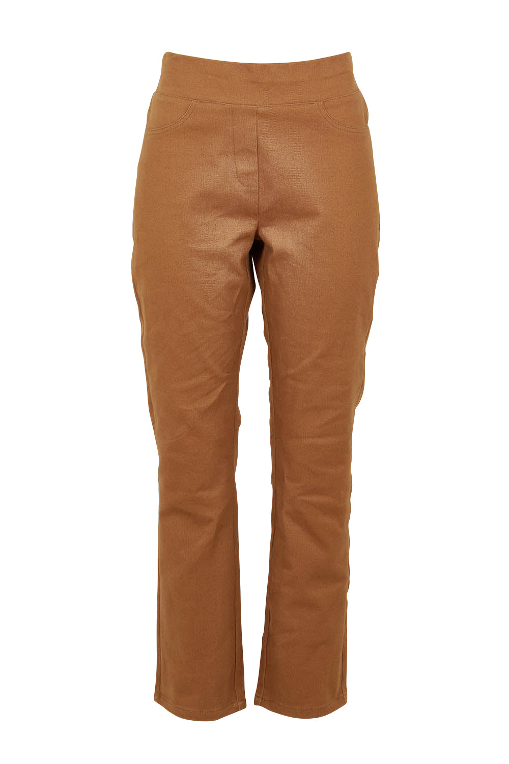 Product shot of The 7/8 Pull On Coloured Jean in colour Tobacco, from the front