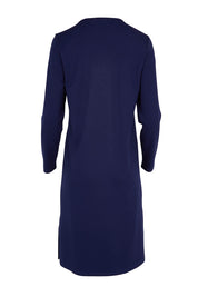 Product shot of The Ponte Knee Length Dress in colour Frenchnavy (Blue), from the back