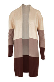 Product shot of The Colour Blocked Cardigan in colour Naturals, from the front