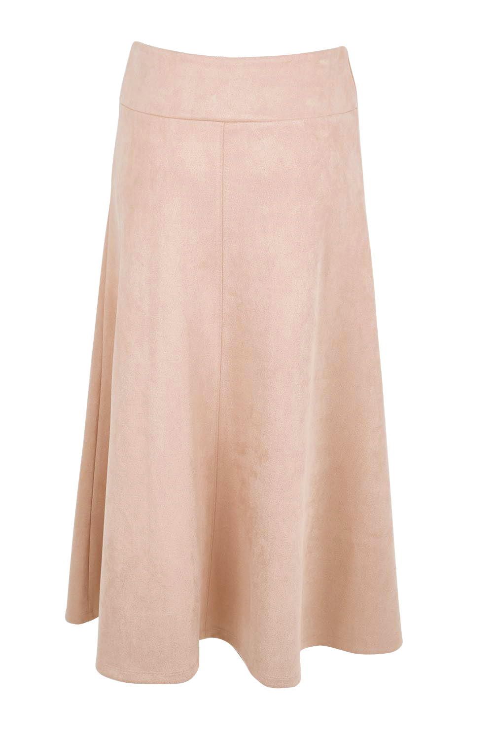 Product shot of the The Luxe Faux Suede Skirt – Baci in colour Baci, from the back