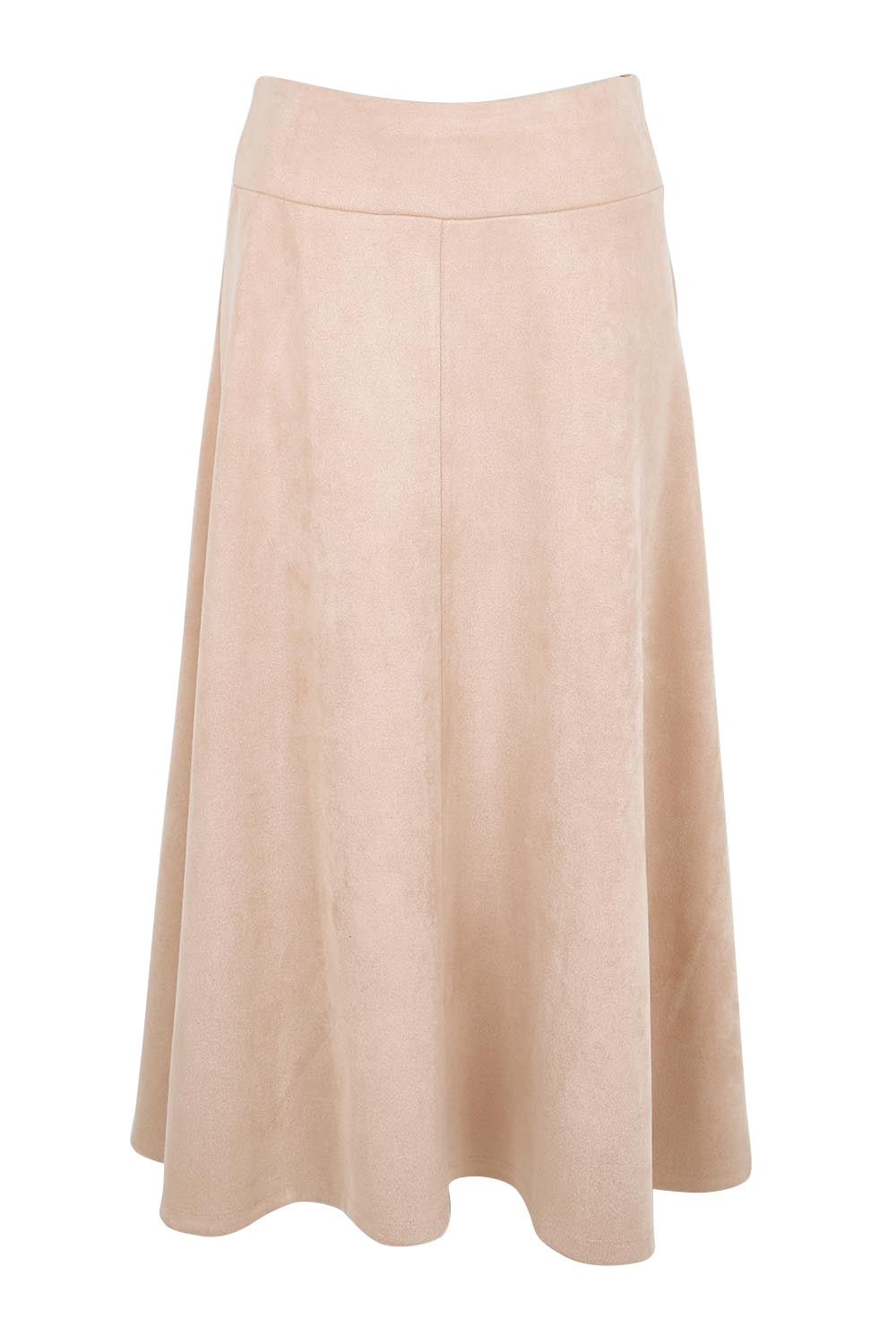 Product shot of the The Luxe Faux Suede Skirt – Baci in colour Baci, from the front