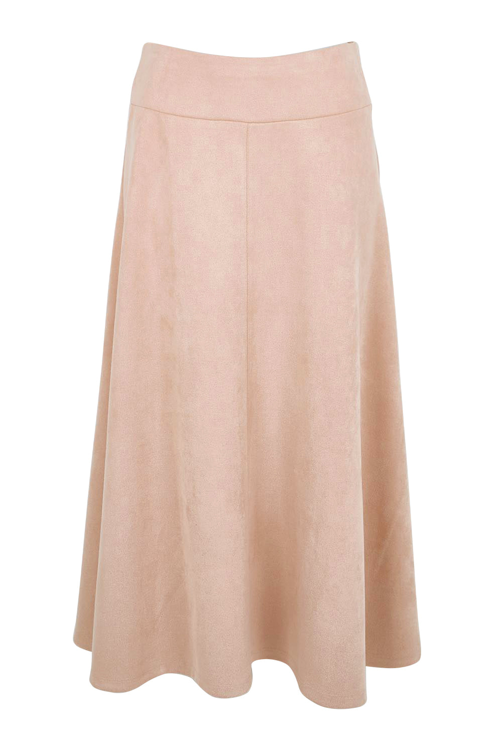 Product shot of the The Luxe Faux Suede Skirt – Baci in colour Baci, from the front