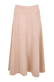 Product shot of the The Luxe Faux Suede Skirt – Baci in colour Baci, from the front