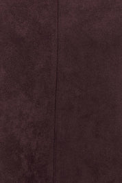 Product shot of The Luxe Faux Suede Skirt in colour Burgundy (Purple), detail