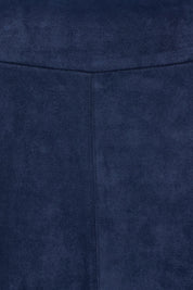 Product shot of The Luxe Faux Suede Skirt in colour Navy (Blue), detail