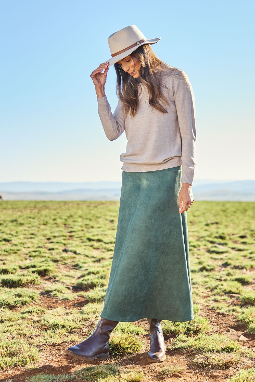 The Luxe Faux Suede Skirt – Pinegreen