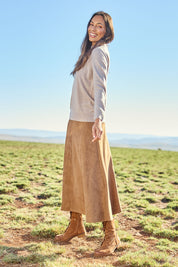 The Luxe Faux Suede Skirt – Tan