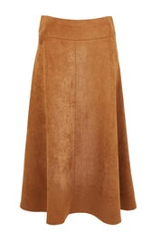 Brown suede skirt on a white background