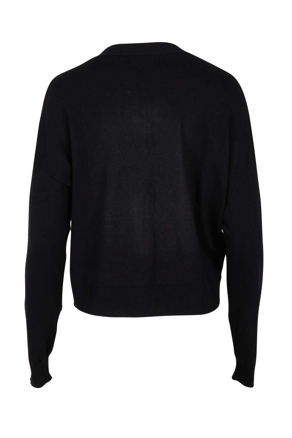 Product shot of The All Season Cropped Cardigan in colour Black (Black), from the back