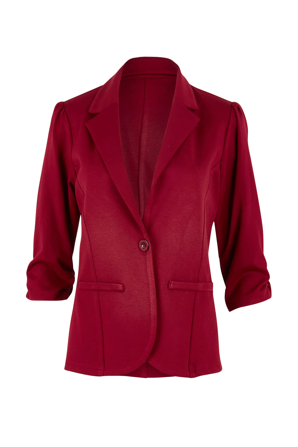 Product shot of The Everyday Ponte Blazer in colour Wildberry (Red), from the front
