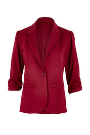 Product shot of The Everyday Ponte Blazer in colour Wildberry (Red), from the front
