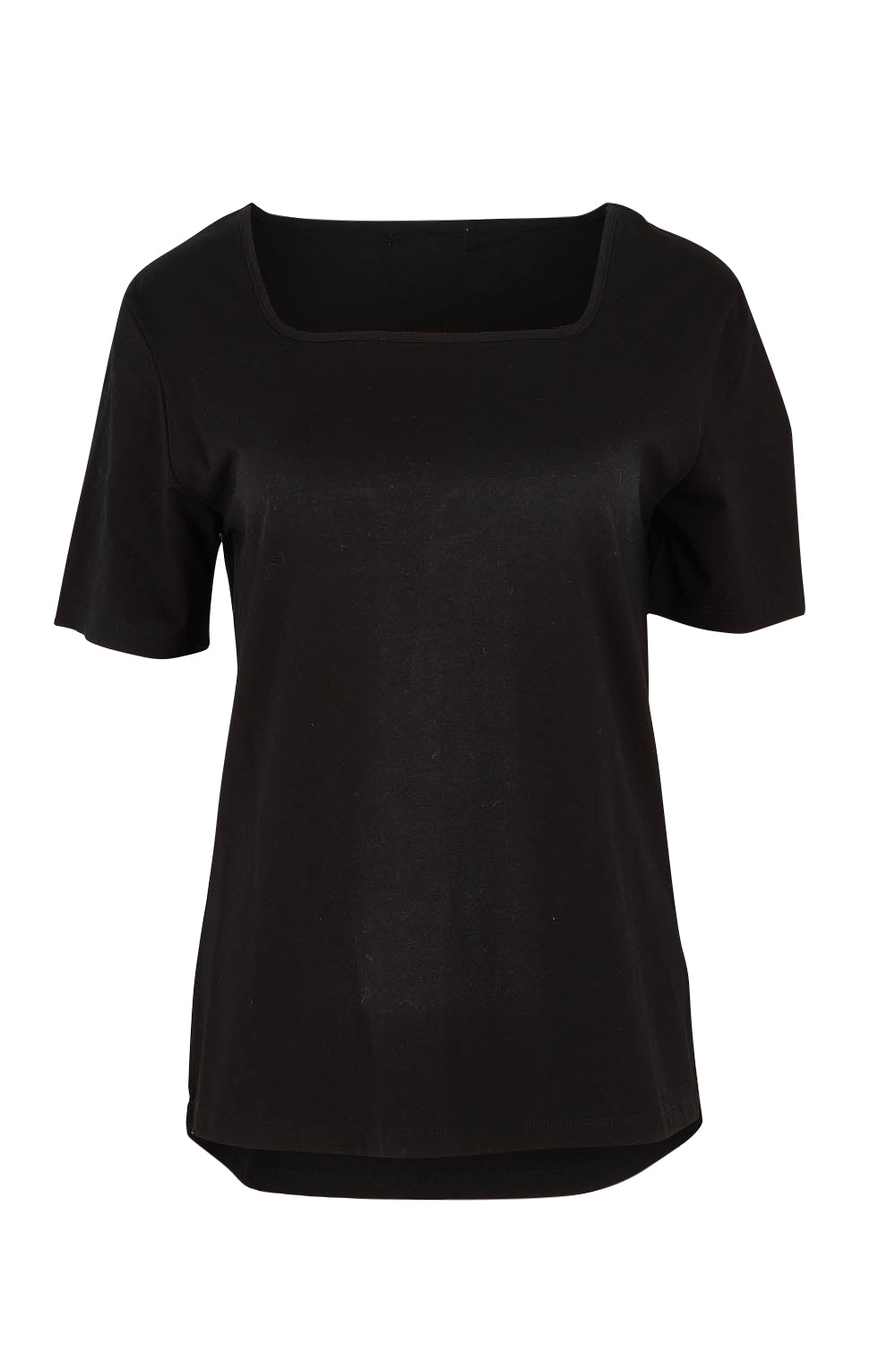 Product shot of The Keepers Square Neck Tee in colour Black (Black), from the front