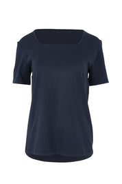 Product shot of The Keepers Square Neck Tee in colour Darknavy (Blue), from the front