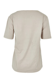 Product shot of The Keepers Square Neck Tee in colour Latte, from the back