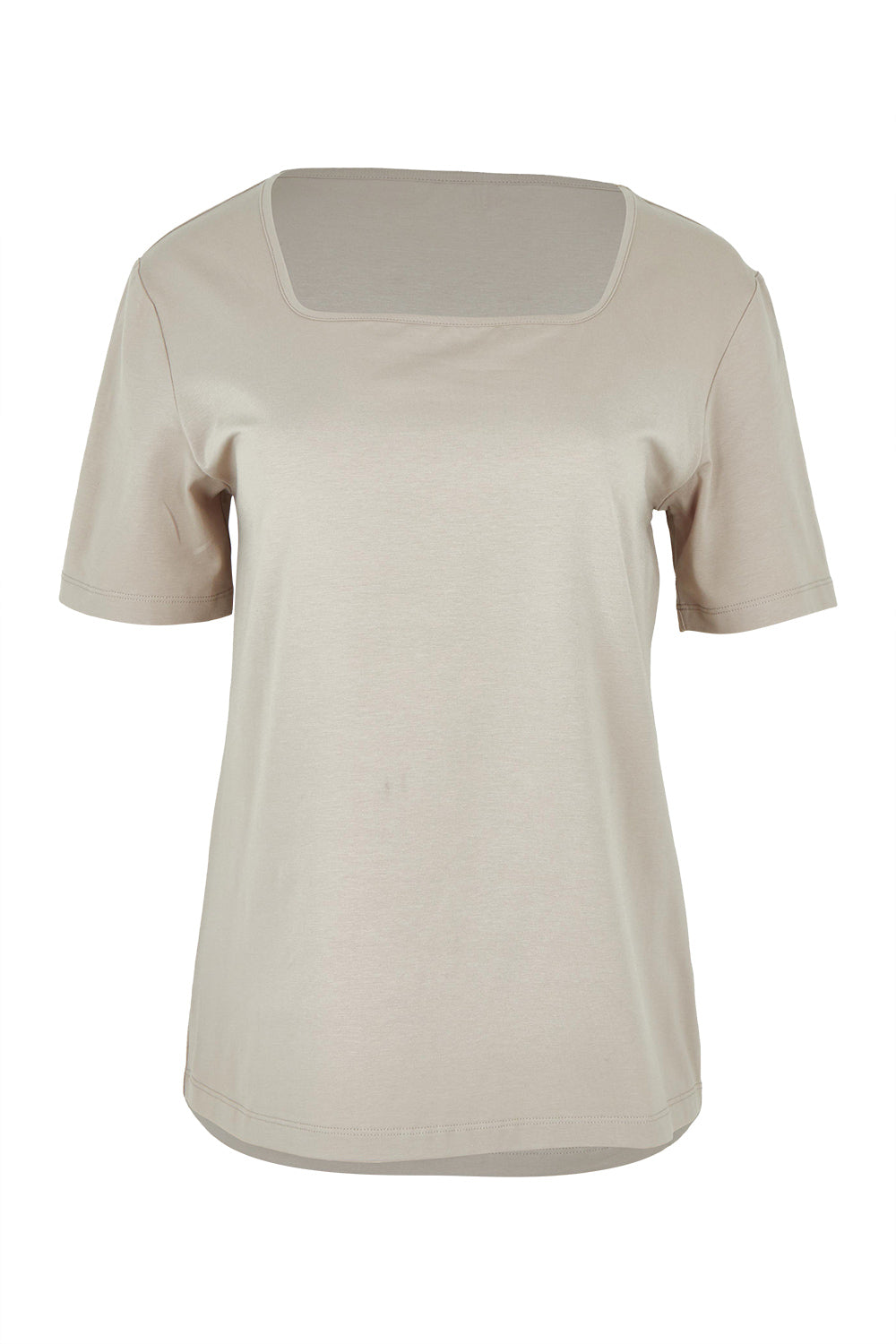 Product shot of The Keepers Square Neck Tee in colour Latte, from the front