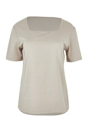 Product shot of The Keepers Square Neck Tee in colour Latte, from the front