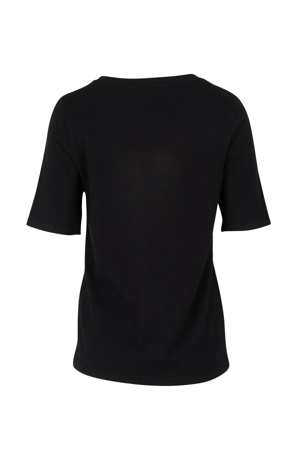 Product shot of The All Season Crew Neck Knit Tee in colour Black (Black), from the back
