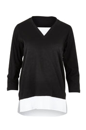 Product shot of The Keepers Layered Tee in colour Black (Black), from the front