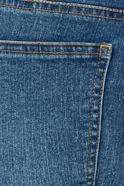 Product shot of The High Waisted Cuff Jean in colour Mediumblue (Blue), detail