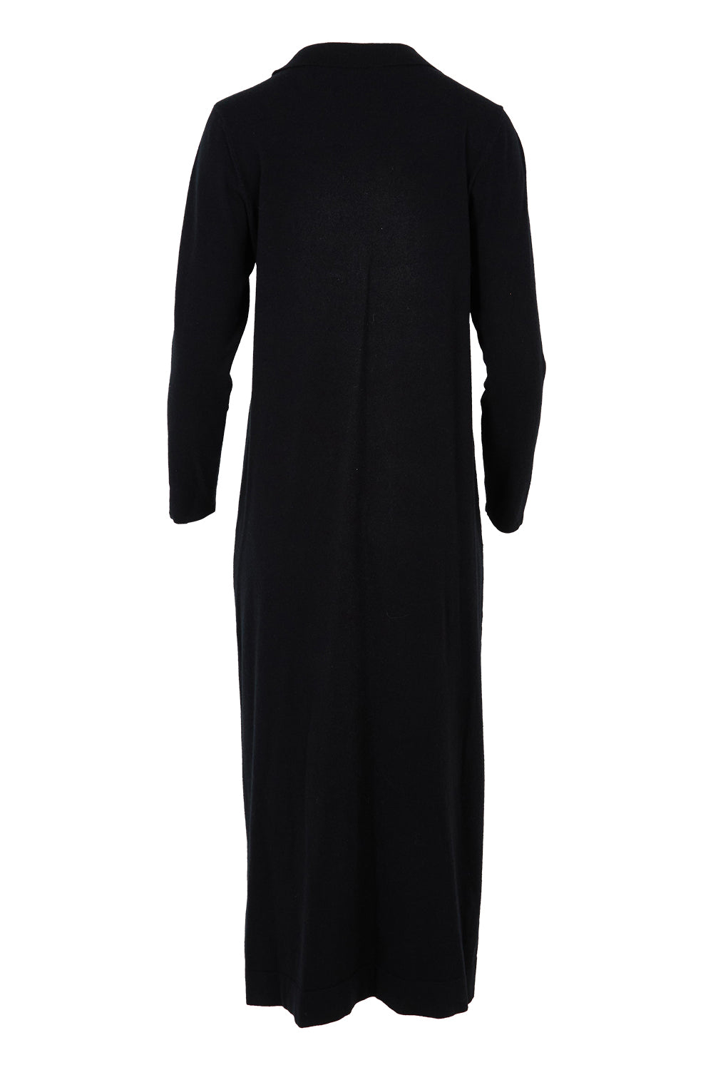 Product shot of The Comfort True Knit Johnny Collar Dress in colour Black (Black), from the back