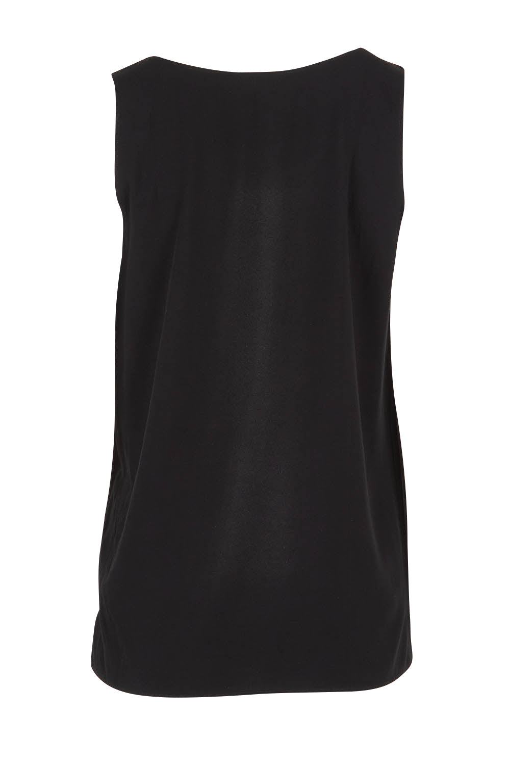 Product shot of The Keepers Essential Woven Tank in colour Black (Black), from the back