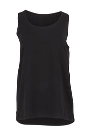Product shot of The Keepers Essential Woven Tank in colour Black (Black), from the front