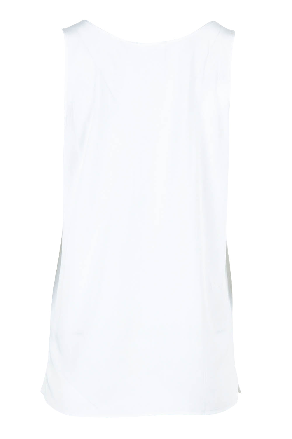 Product shot of The Keepers Essential Woven Tank in colour White (White), from the back