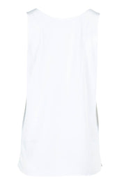 Product shot of The Keepers Essential Woven Tank in colour White (White), from the back
